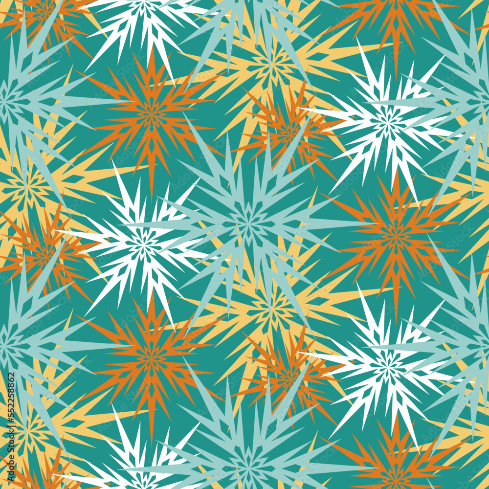 Snowflake on green emerald background seamless pattern for textile and scrapbook design. Vector illustration Snowflake on green emerald background seamless pattern for textile and scrapbook design. Vector illustration