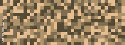 Fototapeta Naklejka Na Ścianę i Meble -  Digital camouflage in brown tones. Seamless vector pattern. Pixel grid for military themes and creative ideas