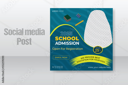 School admission social media post & back to school web banner template design 