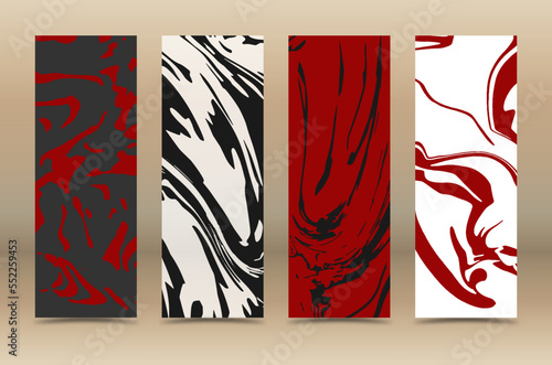 A collectible luxury set of unusual elegant design templates with a marble pattern for covers, brashures, banners, posters and creative decor. Elite premium design
