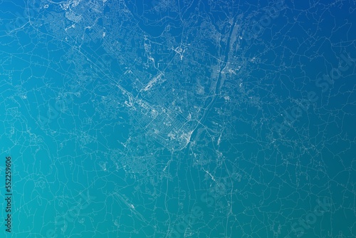 Photography Map of the streets of Albany (New York, USA) made with white lines on greenish blue gradient background