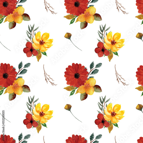 Colorful Watercolor Floral Seamless Pattern