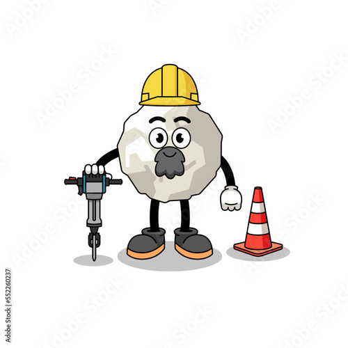 Character cartoon of crumpled paper working on road construction