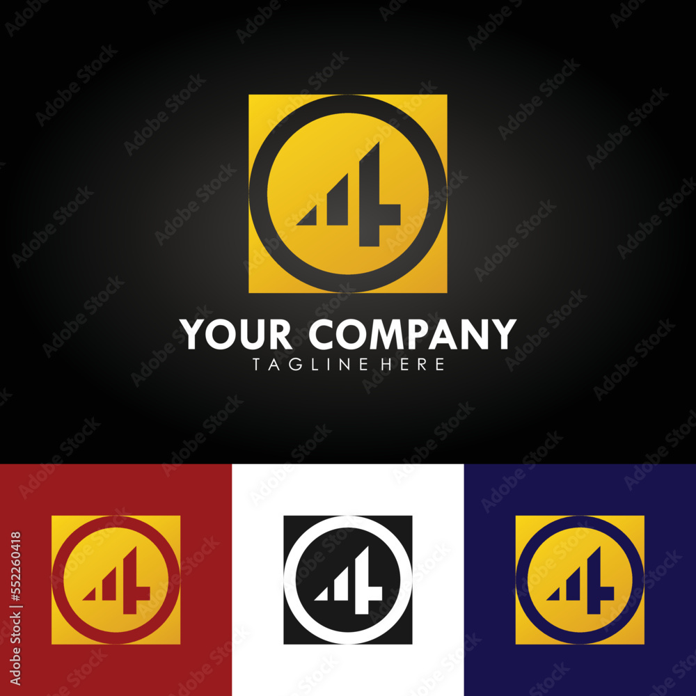 Abstract corporate branding logo design, template design with number 4 icon