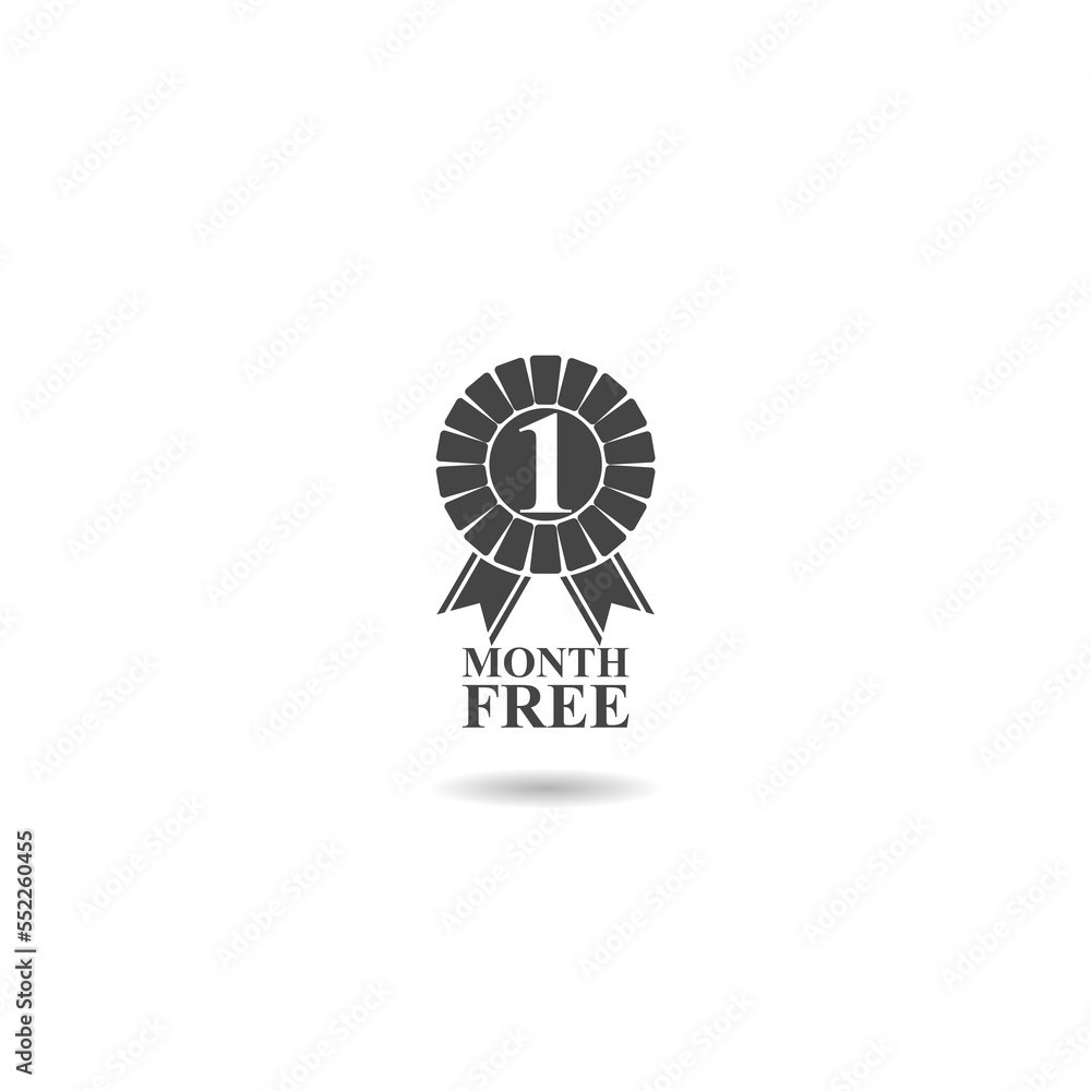 First month free sign icon with shadow First month free sign icon with shadow