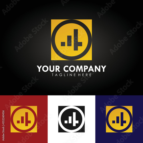 Abstract corporate branding logo design, template design with number 4 icon
