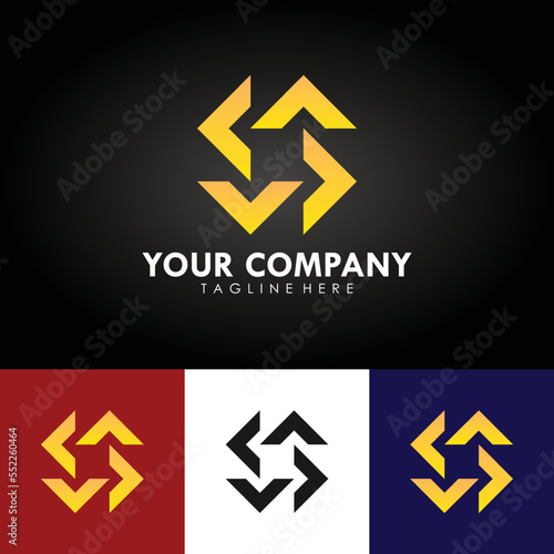 Abstract corporate branding logo design, template design with rotating triangle icon