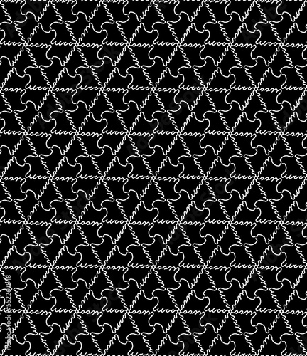 Jagged, wavy and curved textured surface. Seamless grille pattern concept. black and monochrome background