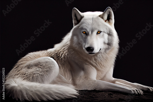 Arctic wolf on dark background photo