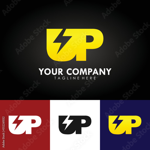 abstract electrical company branding logo design, template design with the icon of the letter UP