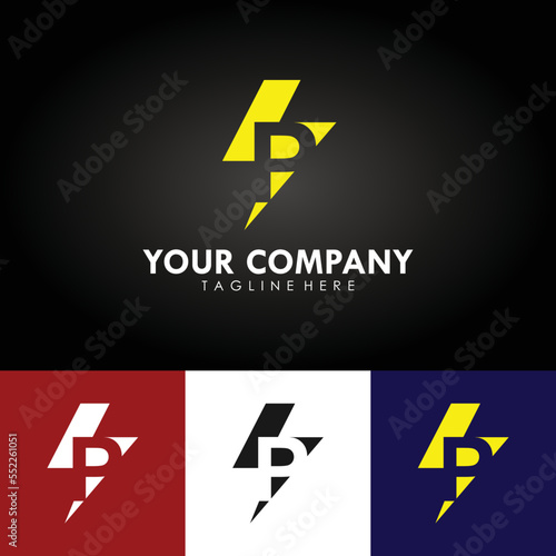 abstract electrical company branding design logo, template design with lightning icon