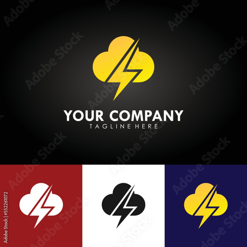 abstract electrical company branding design logo, template design with lightning icon