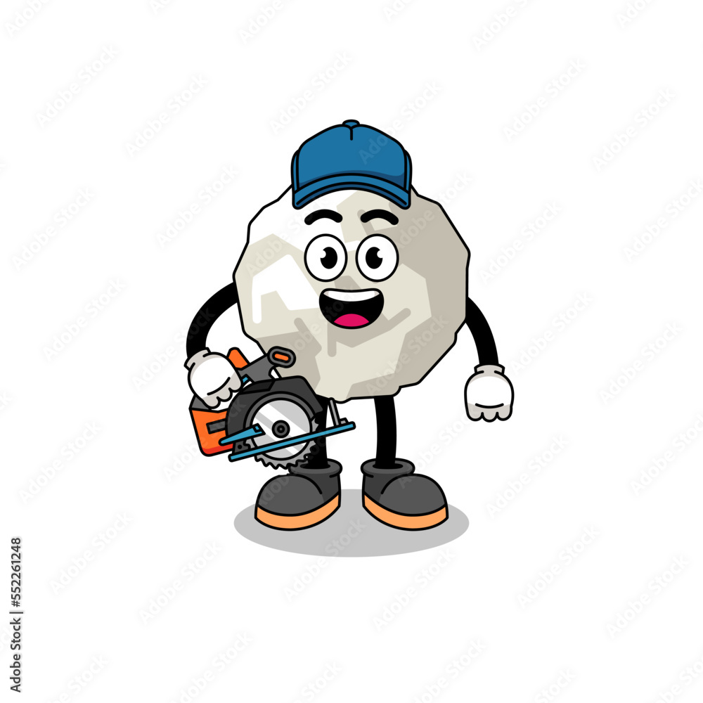 Obraz premium Cartoon Illustration of crumpled paper as a woodworker
