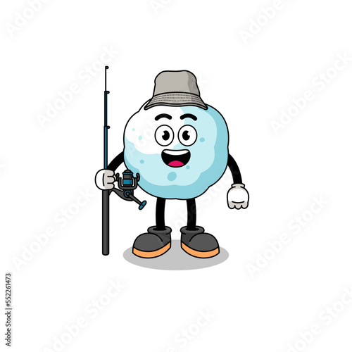 Mascot Illustration of snowball fisherman