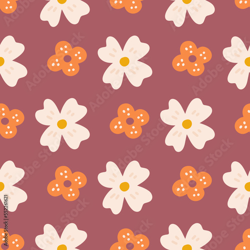 Floral Vector Seamless Pattern in Flat Style for Fabric, Wrapping Paper, Postcards, wallpaper
