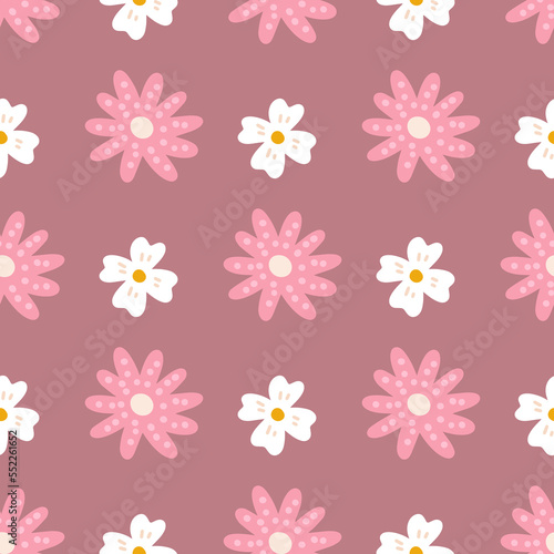 Floral Vector Seamless Pattern in Flat Style for Fabric  Wrapping Paper  Postcards  wallpaper