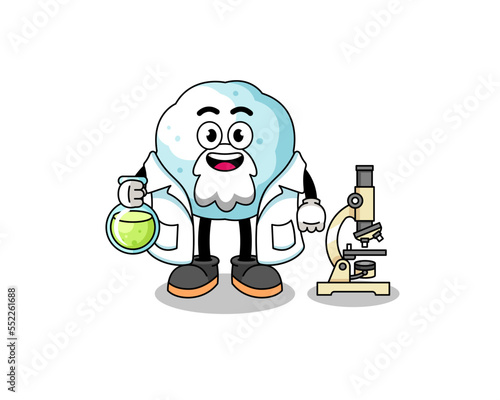 Mascot of snowball as a scientist