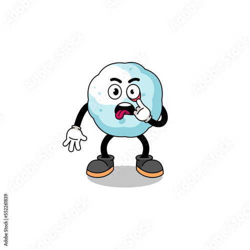 Character Illustration of snowball with tongue sticking out