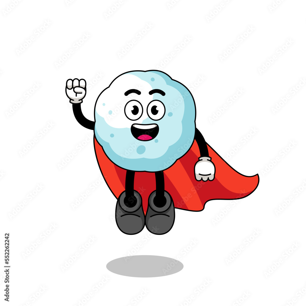 Obraz premium snowball cartoon with flying superhero