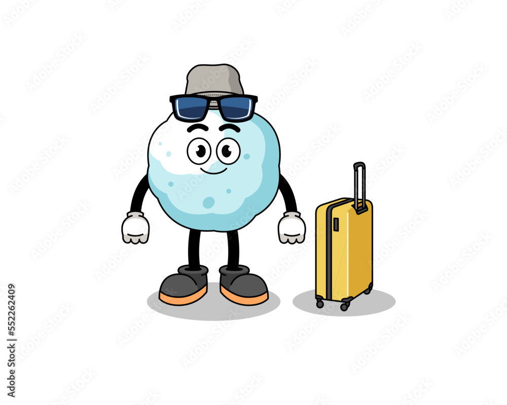 snowball mascot doing vacation