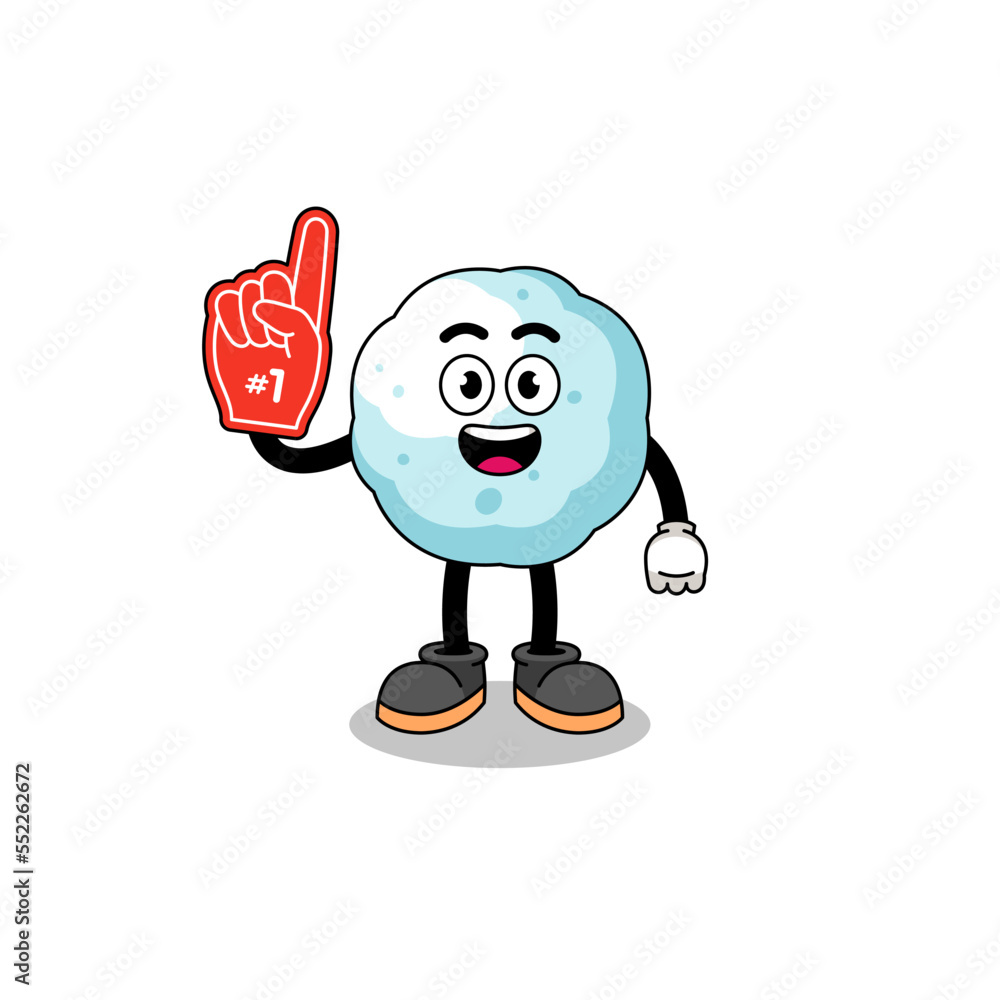Cartoon mascot of snowball number 1 fans Cartoon mascot of snowball number 1 fans