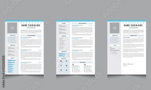 Resume Layout and Cover Letter Page Set Designer CV Template

