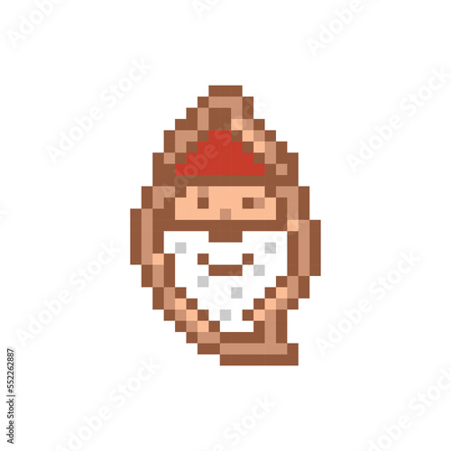 Pixel art gingerbread cookie santa claus design