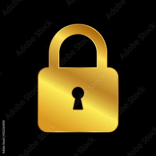 gold padlock vector icon