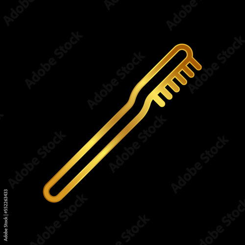 gold toothbrush vector icon
