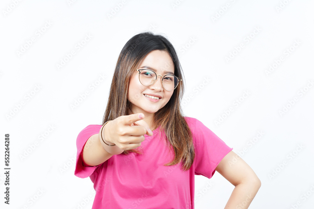 Smiling and Pointing At You Of Beautiful Asian Woman Isolated On White Background Smiling and Pointing At You Of Beautiful Asian Woman Isolated On White Background