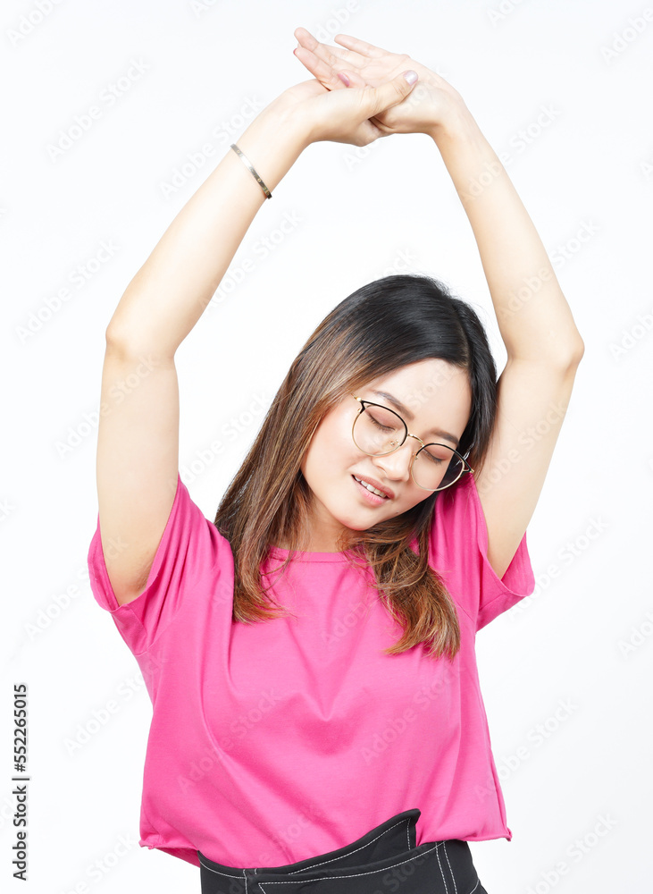 Wake Up Stretch Of Beautiful Asian Woman Isolated On White Background Wake Up Stretch Of Beautiful Asian Woman Isolated On White Background