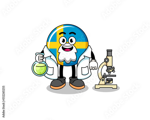 Mascot of sweden flag as a scientist