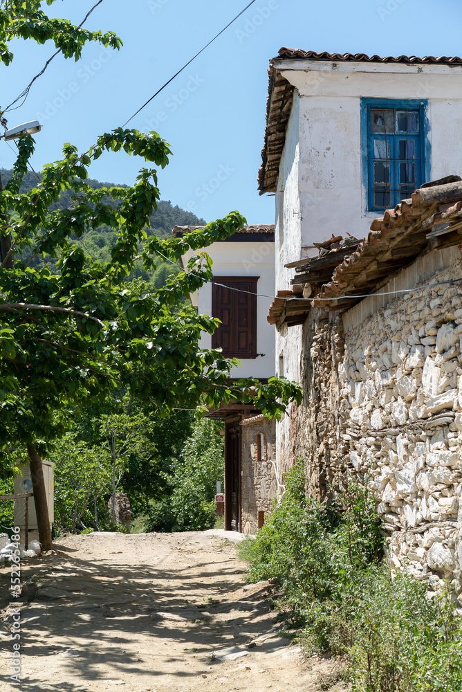 Old Turkish village houses and road