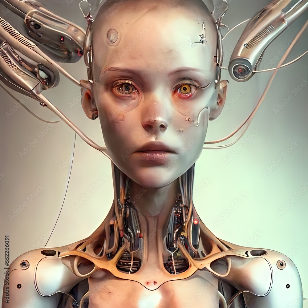 Female Bot Female humanoid robot with artificial intelligence, Generative AI ...