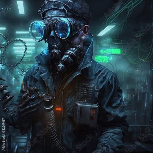 Wallpaper Mural mad scientist turning himself into a machine created by generative ai Torontodigital.ca