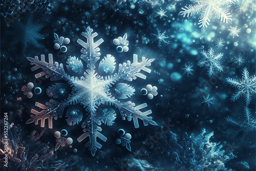 Winter background with snowflakes generative ai