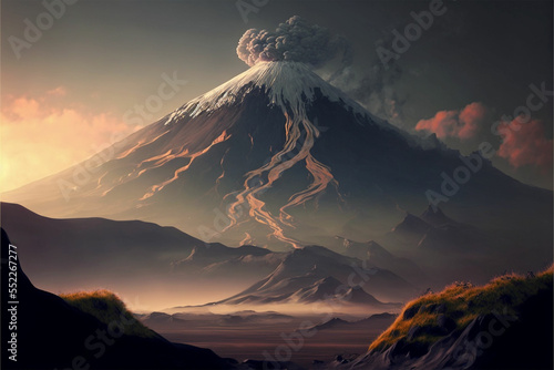 A volcano is about to erupt generative ai photo