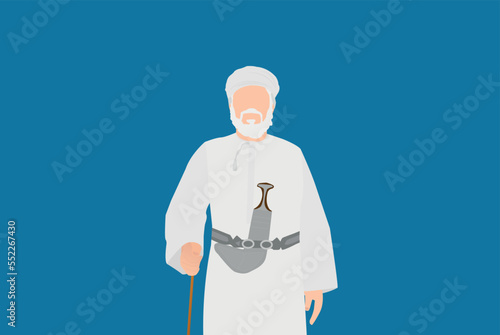 omani old man wearing traditional clothes and dagger photo