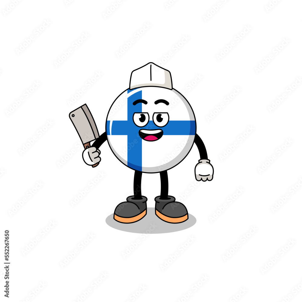 Mascot of finland as a butcher
