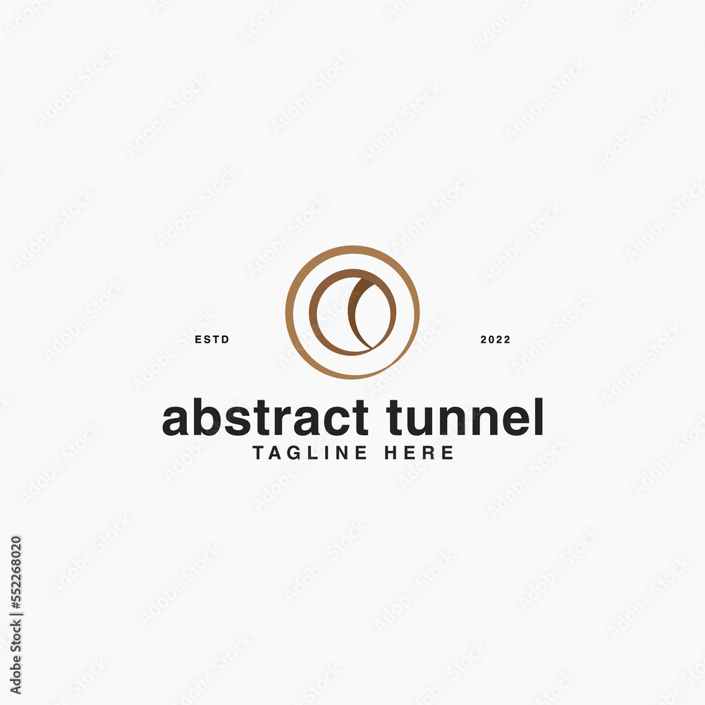 abstract tunnel iconic logo design vector illustration with outline, modern and luxury styles isolated on white background.