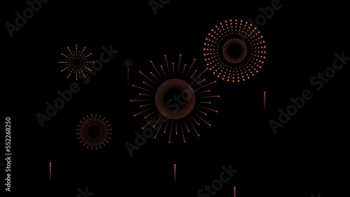 New year with golden fireworks on black background, flat style design for Chinese new year and holiday banner