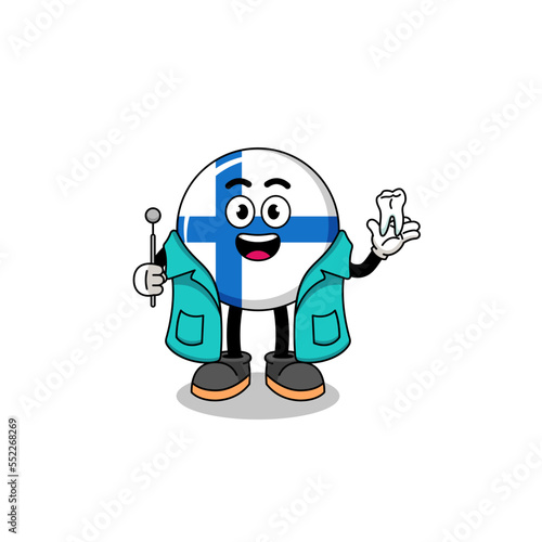 Illustration of finland mascot as a dentist