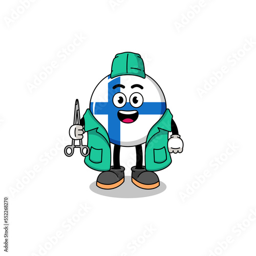 Illustration of finland mascot as a surgeon