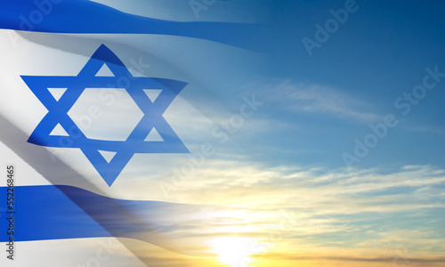 Israeli flag with a star of David. Patriotic concept. EPS10 vector