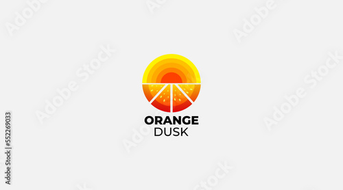 Orange dusk Sun beautiful vector icon logo design
