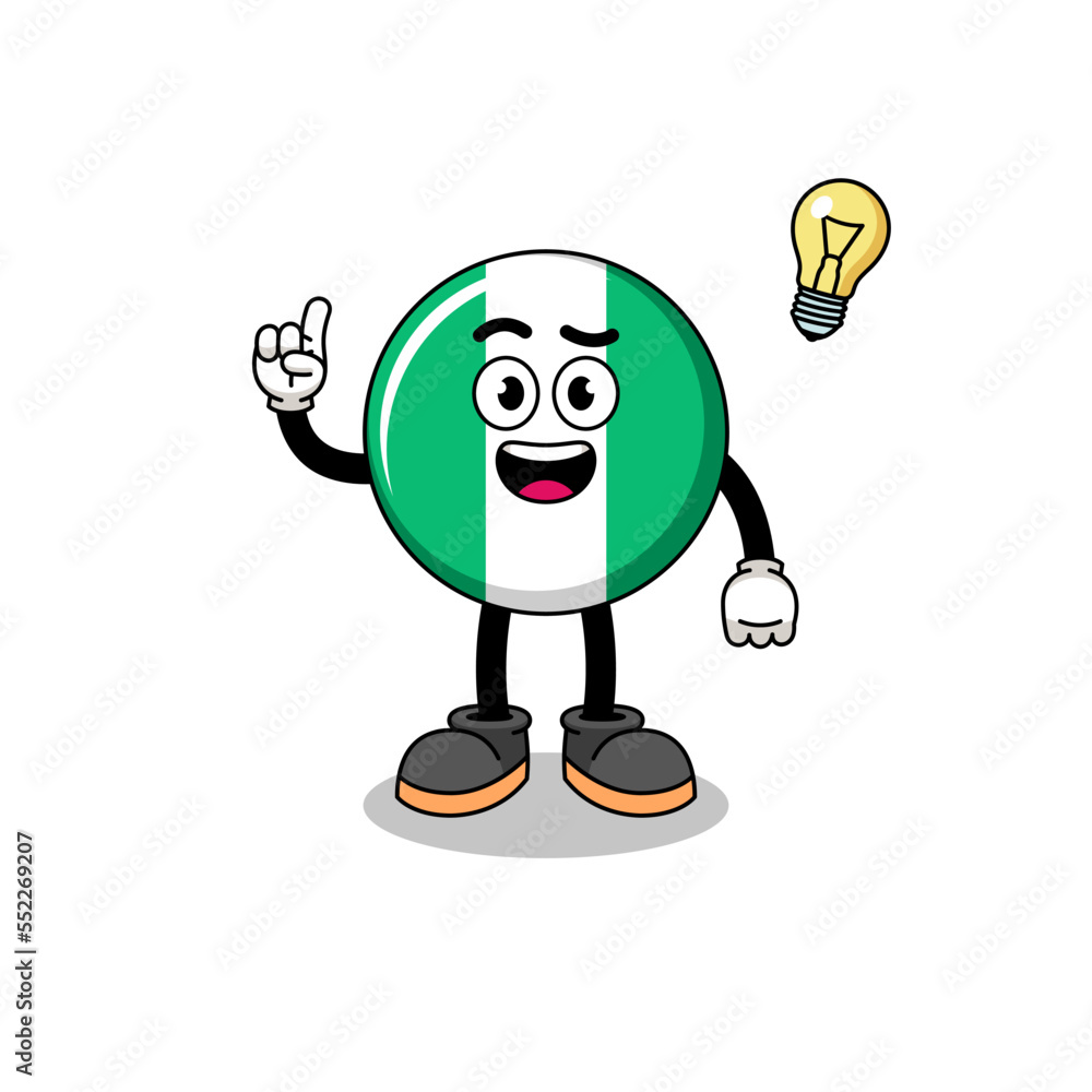 nigeria flag cartoon with get an idea pose nigeria flag cartoon with get an idea pose