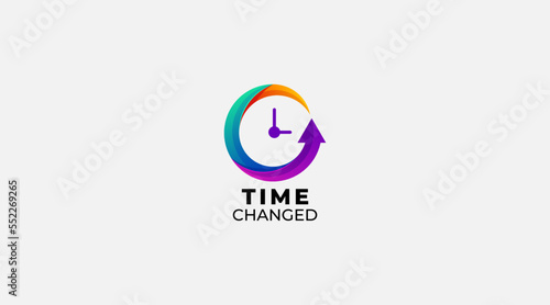 Gradient Clock Time changed vector logo design illustration vector icon