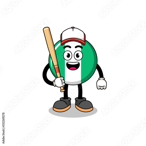 Photography nigeria flag mascot cartoon as a baseball player