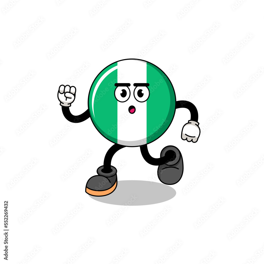 Fototapeta premium running nigeria flag mascot illustration