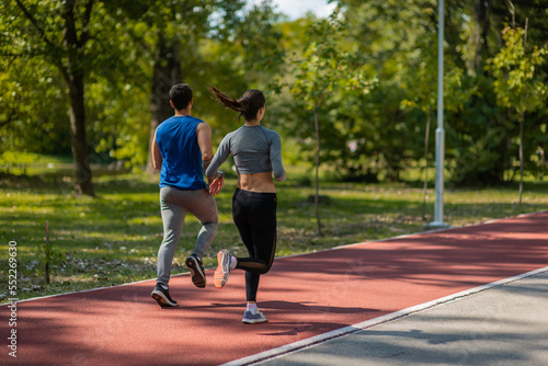 A tired couple slowed down their running tempo © qunica.com